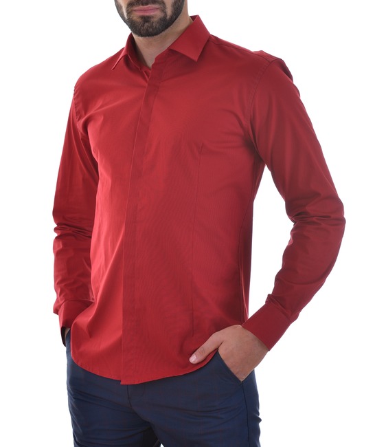 Мъжка официална риза цвят бордо
