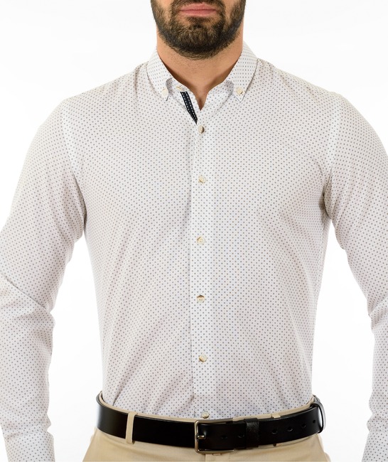 Мъжка официална бяла риза на орманенти