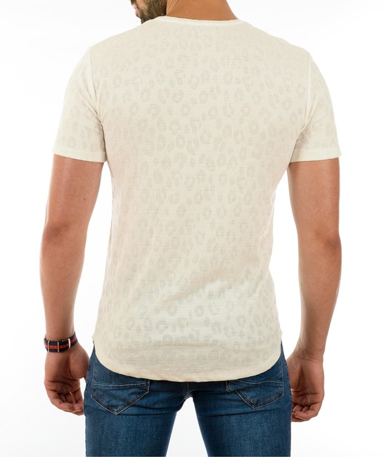 Мъжка бяла тениска с леопардова шарка