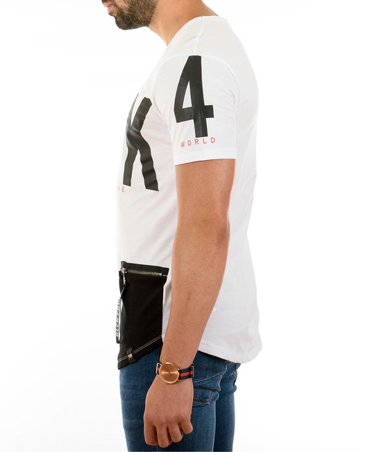 Мъжка бяла тениска с голям надпис BLCK 4