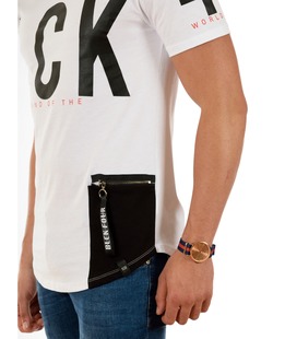 Мъжка бяла тениска с голям надпис BLCK 4