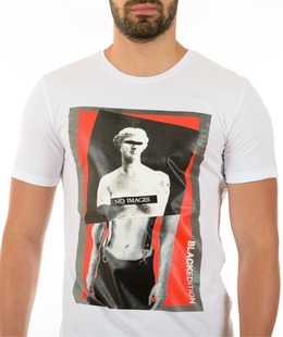 Мъжка бяла тениска на момче с надпис NO IMAGES