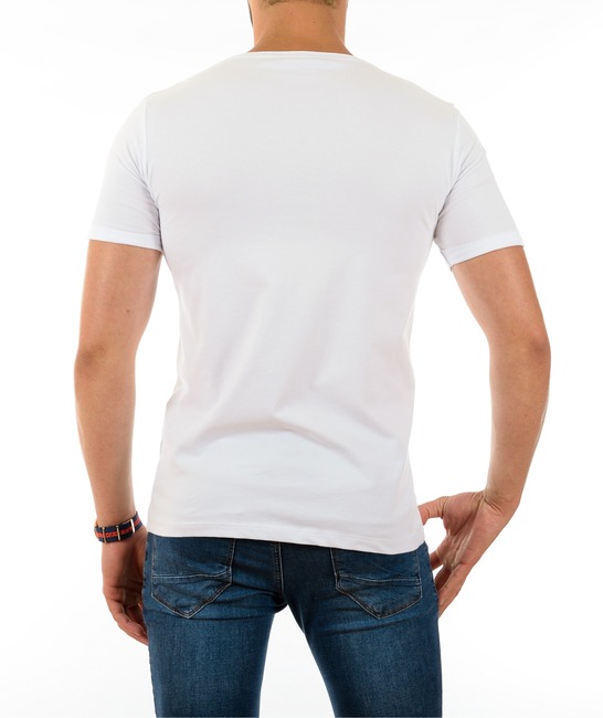 Мъжка бяла тениска на момче с надпис NO IMAGES