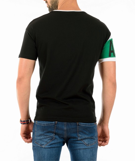 Мъжка черна тениска с бяло и зелен надпис TAKE IT EASY