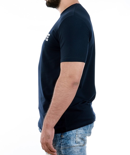 01 - Мъжка тъмно синя тениска с неонов надпис