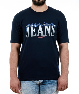 06 - Мъжка тъмно синя тениска с голям надпис JEANS 06 - Мъжка тъмно синя тениска с голям надпис JEANS