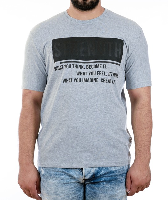 10 - Мъжка сива тениска на черни надписи
