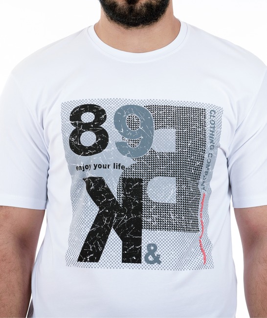 13 - Мъжка бяла тениска с номер и надпис отпред