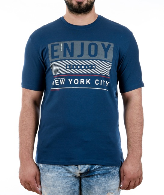 18 - Мъжка синя тениска с надпис на Еnjoy