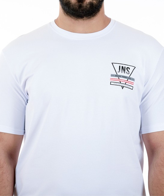 34 - Мъжка бяла тениска с триъгълник JNS