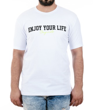 39 - Мъжка бяла тениска Enjoy your life 39 - Мъжка бяла тениска Enjoy your life