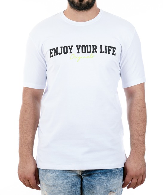 39 - Мъжка бяла тениска Enjoy your life