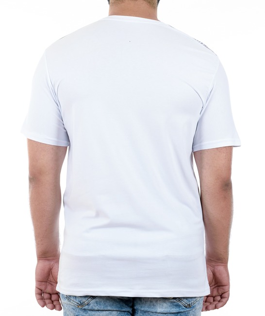 41 - Мъжка бяла тениска със сив надпис на бели точки