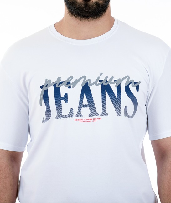 43 - Мъжка бяла тениска със синя щампа