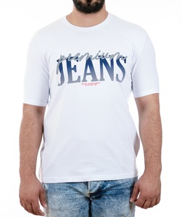 43 - Мъжка бяла тениска със синя щампа