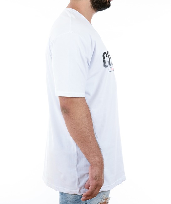 45 - Мъжка бяла тениска с прошарен надпис 