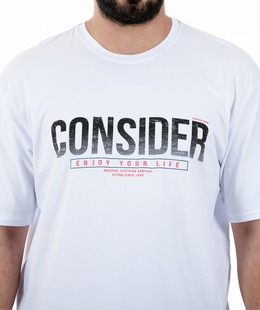 45 - Мъжка бяла тениска с прошарен надпис 