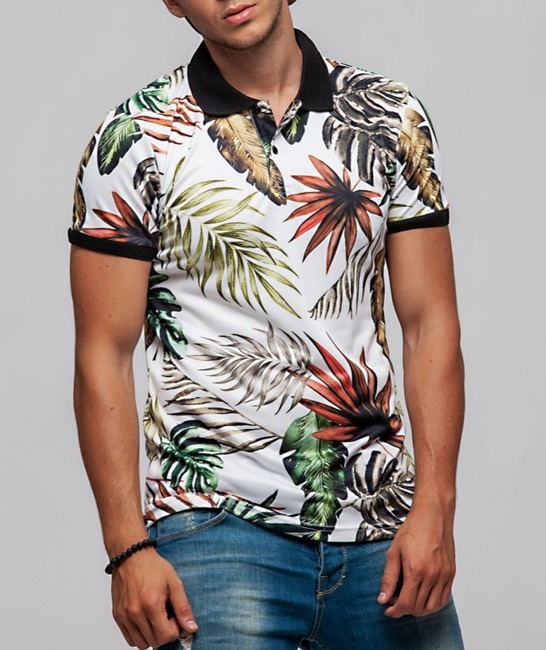 15 - Мъжка тениска с яка на листа от палма