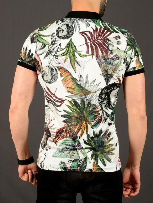 17 - Мъжка тениска с яка бяла на палмови листа