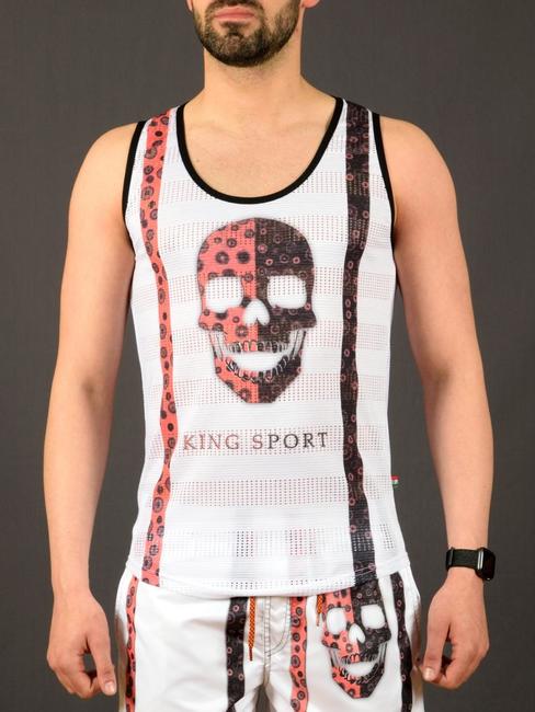 21 - Мъжки бял потник King Sport с голям череп 21 - Мъжки бял потник King Sport с голям череп