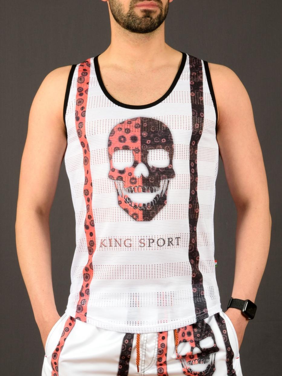 21 - Мъжки бял потник King Sport с голям череп 21 - Мъжки бял потник King Sport с голям череп