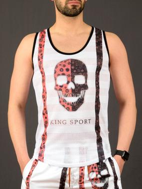 21 - Мъжки бял потник King Sport с голям череп 21 - Мъжки бял потник King Sport с голям череп