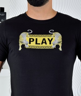 Черна мъжка тениска PLAY с тигър