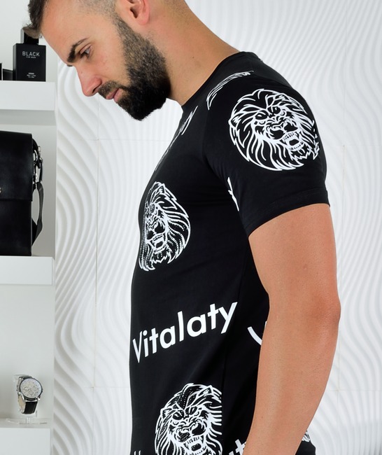 Черна мъжка тениска Vitalaty с глава на лъв