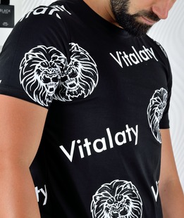 Черна мъжка тениска Vitalaty с глава на лъв