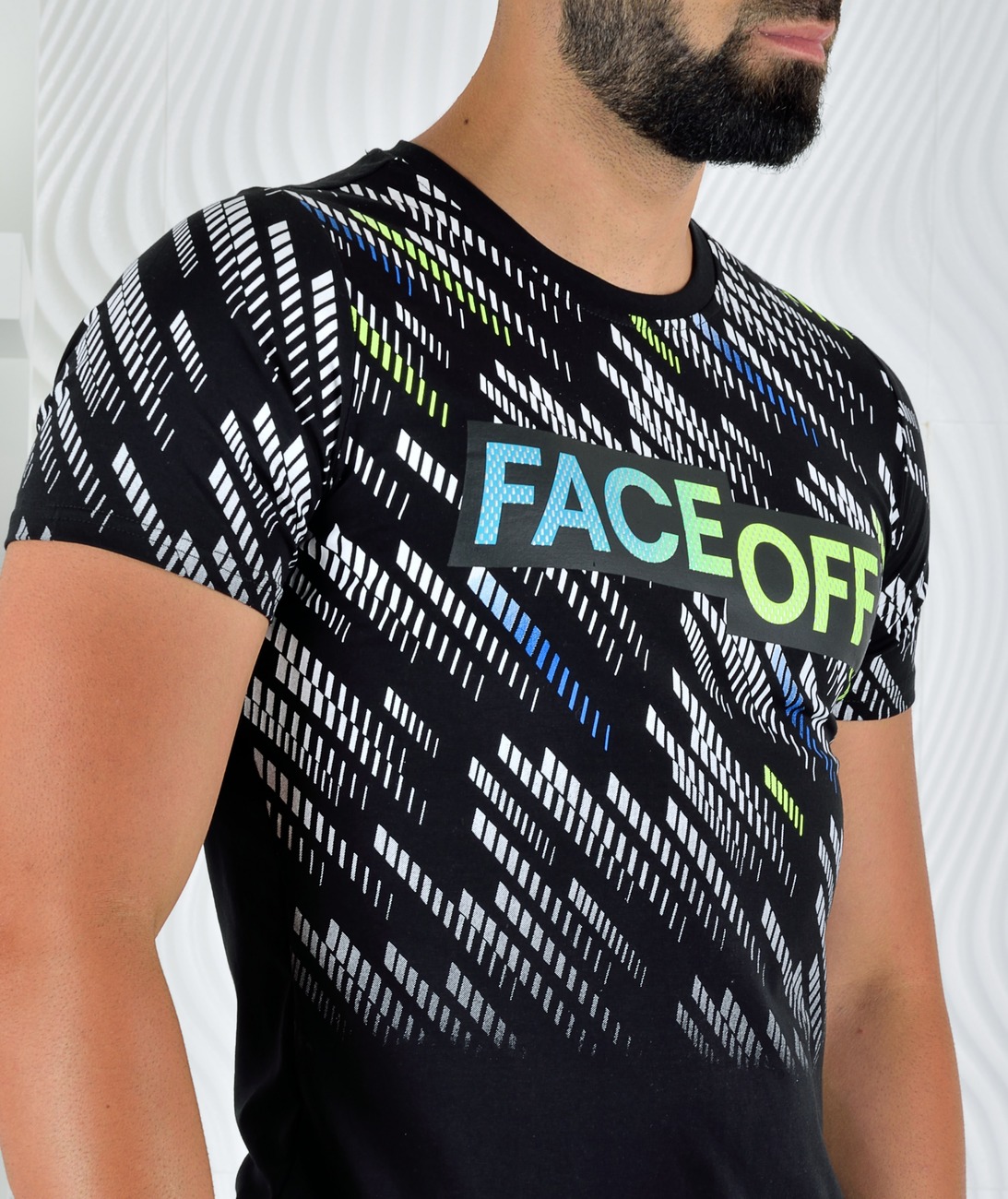 Черна мъжка тениска Face Off Черна мъжка тениска Face Off