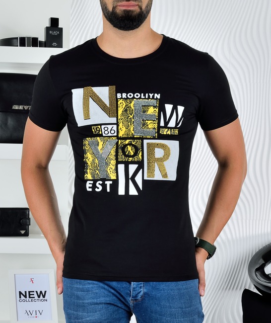 Черна мъжка тениска New York 1986