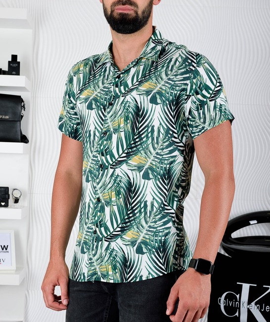 Мъжка риза с къс ръкав на палмови листа