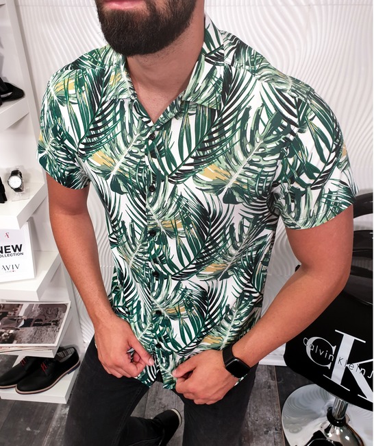 Мъжка риза с къс ръкав на палмови листа