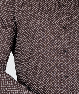 Мъжка кафява риза с бели дъговидни орнаменти