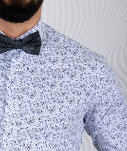 Мъжка бяла риза на цветя