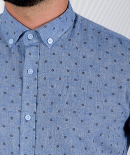 Мъжка синя риза на малки цветчета