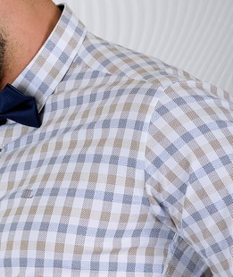 Мъжка бяла официална карирана риза