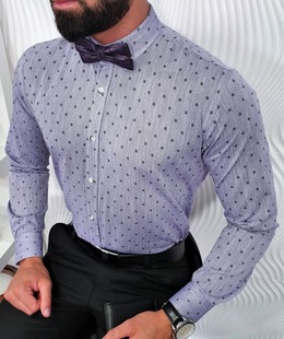 Мъжка бледо лилава риза на малки цветчета