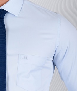 Мъжка светло синя официална риза с джоб 