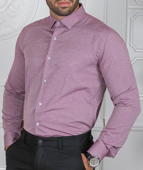 Мъжка риза цвят светло бордо на вертикални ивици