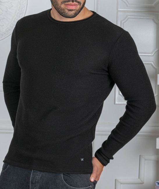 Мъжки черен изчистен пуловер