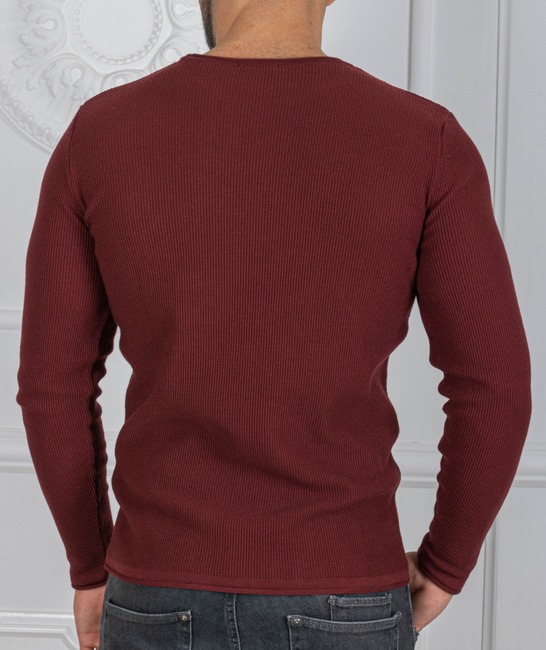 Мъжки изчистен пуловер цвят бордо