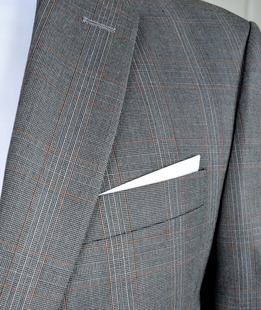 Мъжко сиво карирано класическо сако с кафяви ивици
