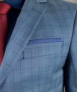 Мъжко светло синьо класическо карирано сако