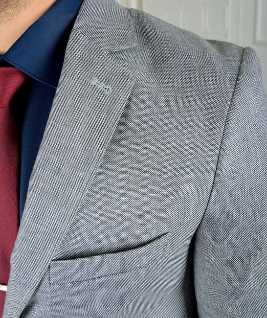 Мъжко структурно класическо сиво сако с две копчета