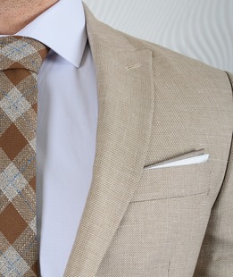 Мъжко елегантно сако в цвят бежов от лен