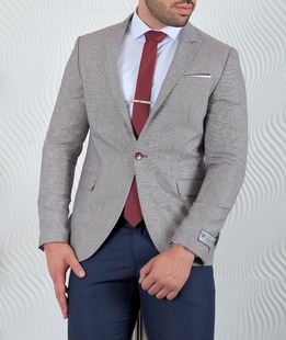 Ленено мъжко сако цвят бордо с половин хастар