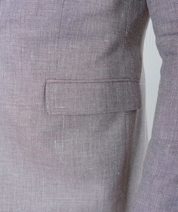 Ленено мъжко сако цвят бордо с половин хастар