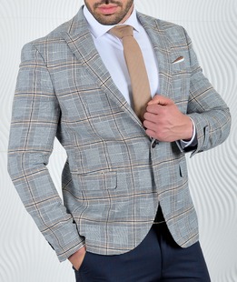 Спортно елегантно карирано синьо мъжко сако