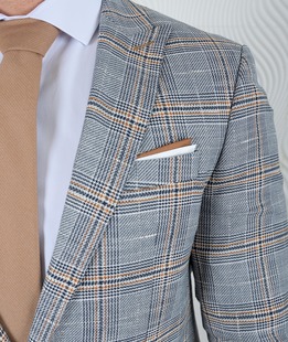 Спортно елегантно карирано синьо мъжко сако